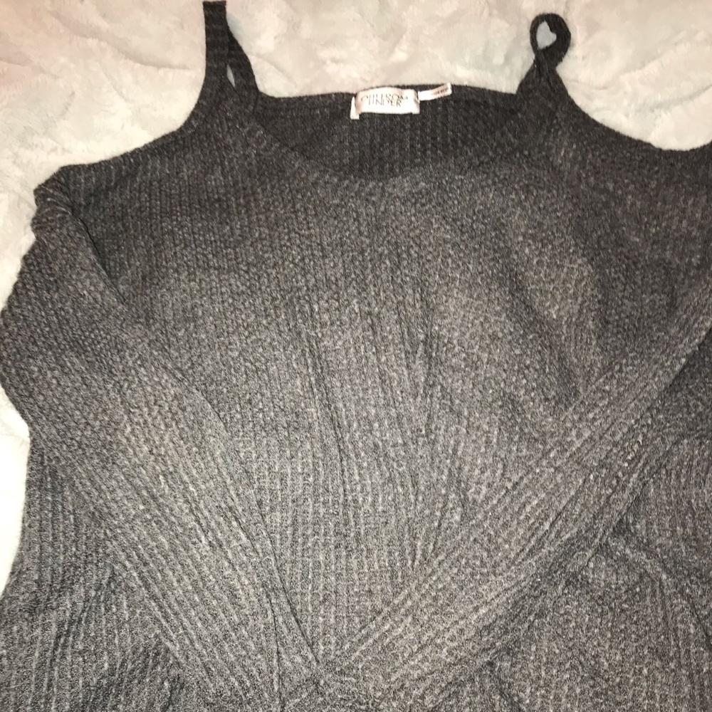 Grey Shoulder Cut Out Women’s Sweater